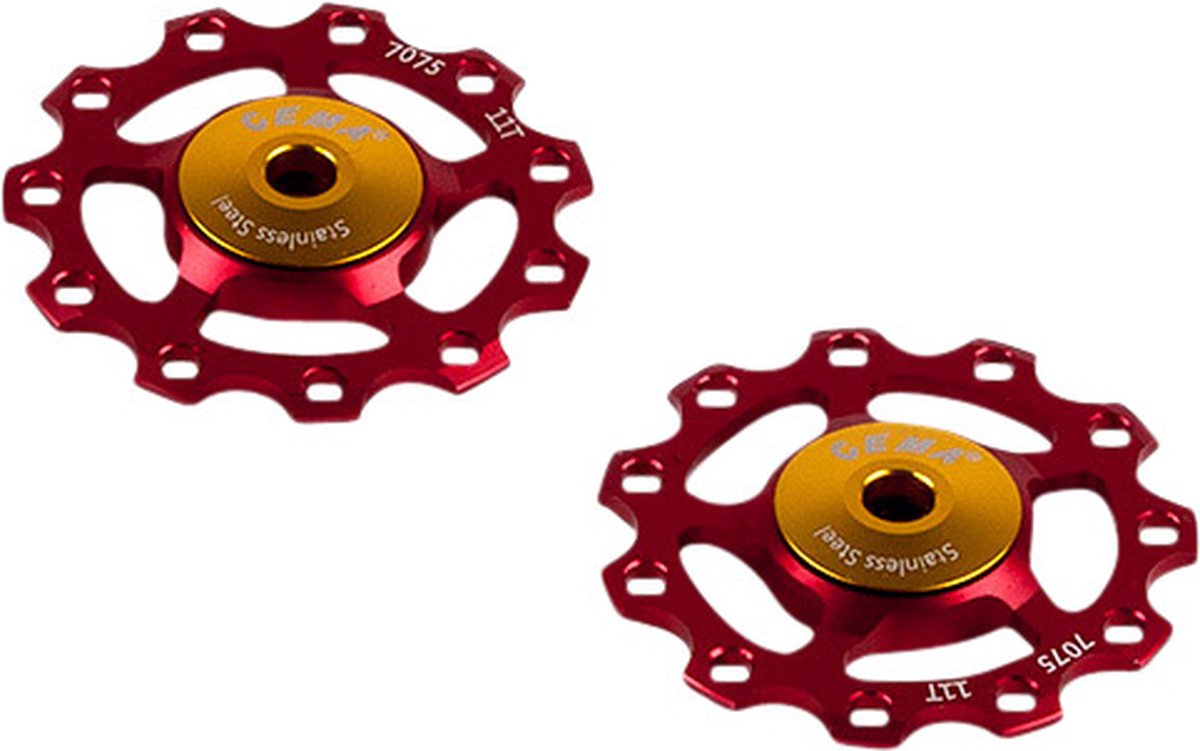 Shimano Derailleurwieltjes ALU 9/10/11V RVS rood