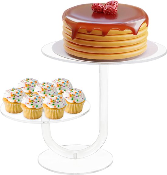 2-laags acryl taartstandaard, cupcakehouder, dessertboom, bruiloft, verjaardagstaartstandaard