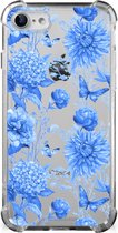 Case Geschikt voor iPhone SE 2022/2020 | Geschikt voor iPhone 8/7 Flowers Blue