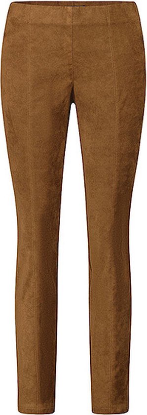Bruine skinny broek met naaddetails over de gehele lengte.