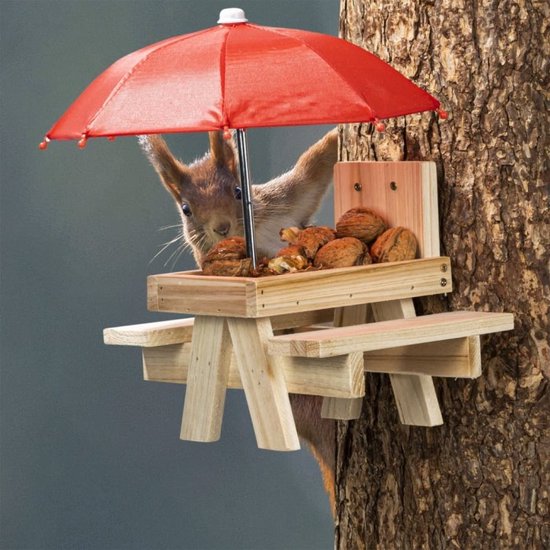 Mangeoire écureuil HI avec parapluie beige