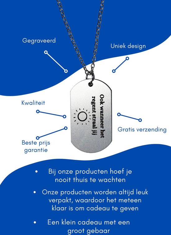 Akyol - ook wanneer het regent straal jij ketting - Quotes - familie vrienden - cadeau