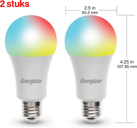 ENERGIZER SMART RGB Led lamp GLS E27 9W - 2 stuks