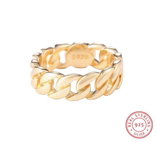 Soraro Chain Cuban Link Ring | 925 Zilver | Goud | Ringen Mannen | 19mm | Ring Heren | Mannen Cadeau | Vaderdag | Vaderdag Cadeau
