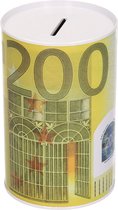 Spaarpot blik 200 euro biljet - geel - 8 x 11 cm