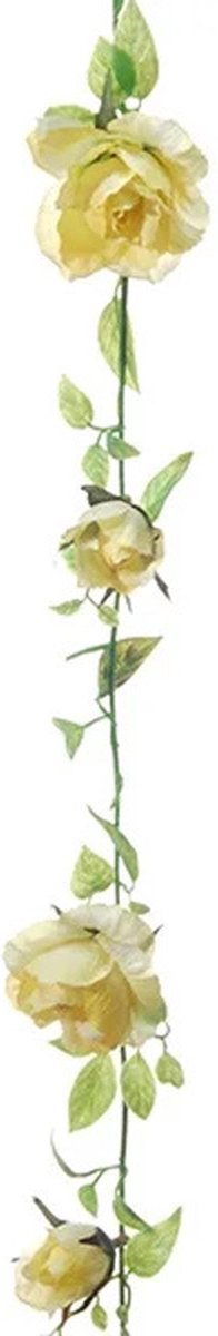 Louis Maes kunstplant bloemenslinger Rozen - geel/groen - 225 cm - kunstbloemen