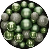 Decoris kerstballen - 30x st - salie groen - 4/5/6 cm - kunststof - kerstversiering