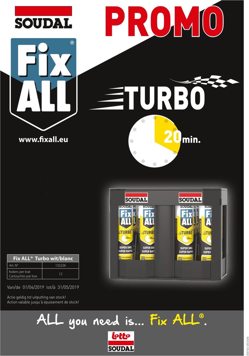 Soudal Fix All Turbo 290ml - 12stuks + gratis kratje