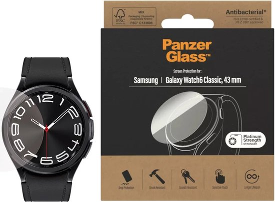 PanzerGlass Screenprotector Geschikt voor Samsung Galaxy Watch 6 Classic - 43mm