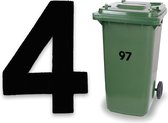Huisnummer kliko sticker - Nummer 4 - Klein zwart - container sticker - afvalbak nummer - vuilnisbak - brievenbus - CoverArt