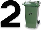 Huisnummer kliko sticker - Nummer 2 - Klein zwart - container sticker - afvalbak nummer - vuilnisbak - brievenbus - CoverArt