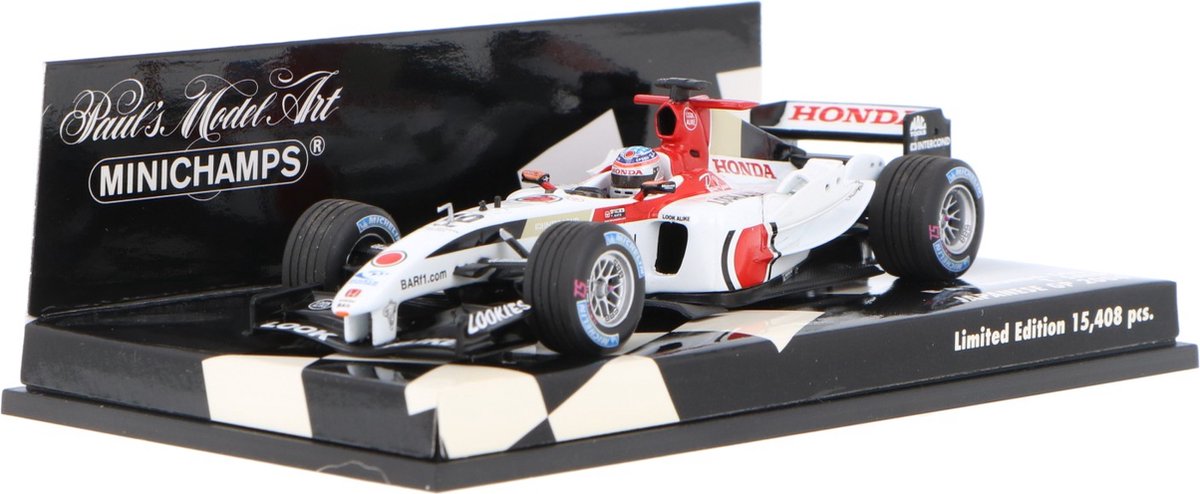 The 1:43 Diecast Modelcar of the BAR Honda 006 #10 of the Japaese GP 2004. The driver was Takumo Sato. The manufacturer of the scalemodel is Minichamps.This model is only online available