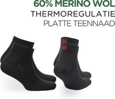 Norfolk - Wandelsokken - 2 paar - 60% Merino Wol Sokken met Snelle Vochtopname - Anti Blaren - Zwart - Maat 35-38 - Sheldon QTR