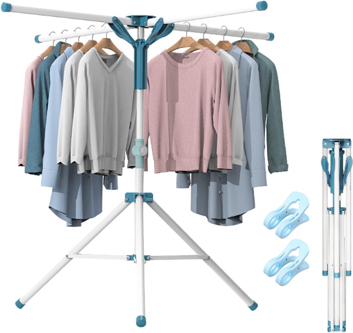 Goedkoopste Uittrekbaar en Inklapbaar Droogrek - Staand Droogrek - Rek - Ruimtebesparende Wasdroger Standaard voor Camping en Thuisgebruik