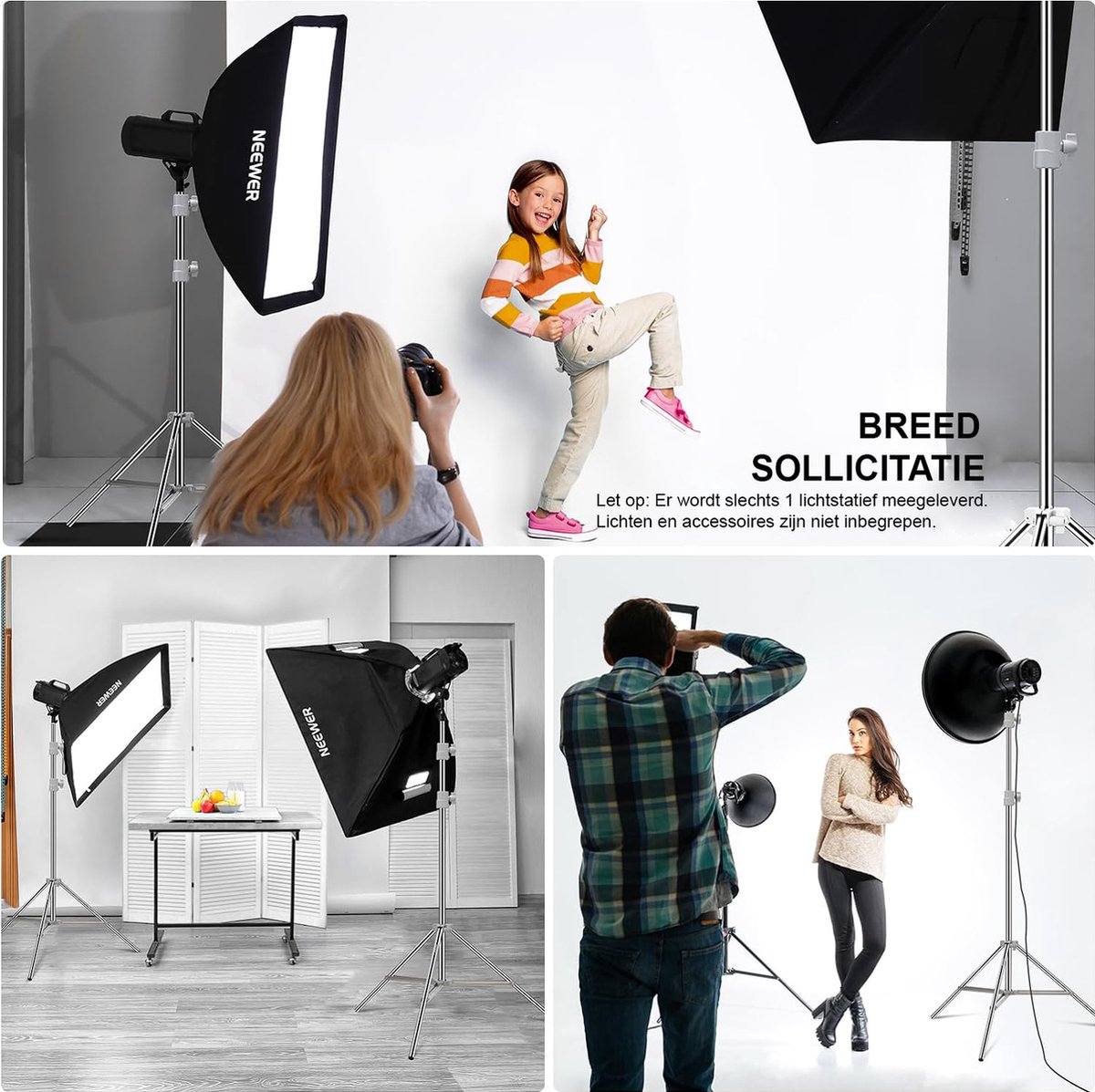 Lichtstandaard Roestvrij Staal Neewer Brazo Triangular De Montaje En Pared Para Fotografía, Luz Opvouwbaar Statief 220cm Neewer