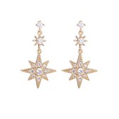 Dottilove Starfield Verlichting Vergulde Oorstekers - 14K Goud verguld - Dames Sieraden - Wit/Goud