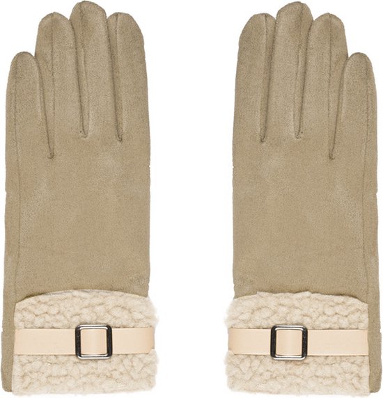 Handschoenen teddy detail - off-white - winter handschoenen - warme handschoenen - fashion handschoenen