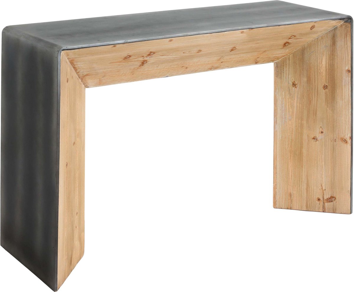 MCW Console tafel MCW-L76, telefoontafel bijzettafel, industrieel massief hout MVG, 80x120x40cm naturel met metaal look Veelkleurig