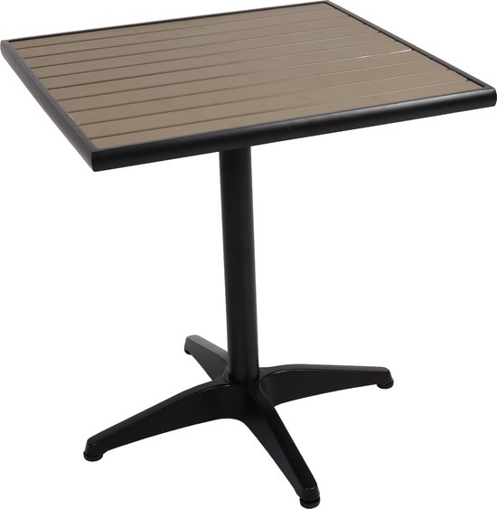 Tuintafel MCW-J95, balkontafel bistrotafel, gastronomie outdoor coating aluminium hout look ~ zwart, grijs