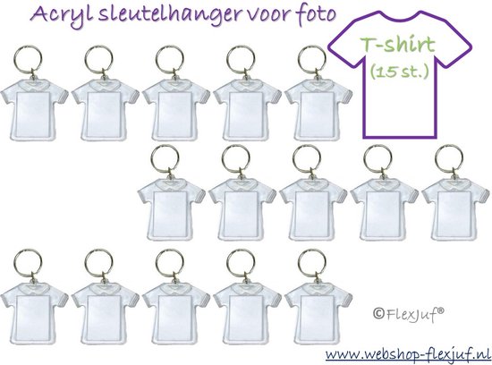 Sleutelhanger foto transparant DIY T-shirt (15 st.) Uitdeel/traktatie/knutsel