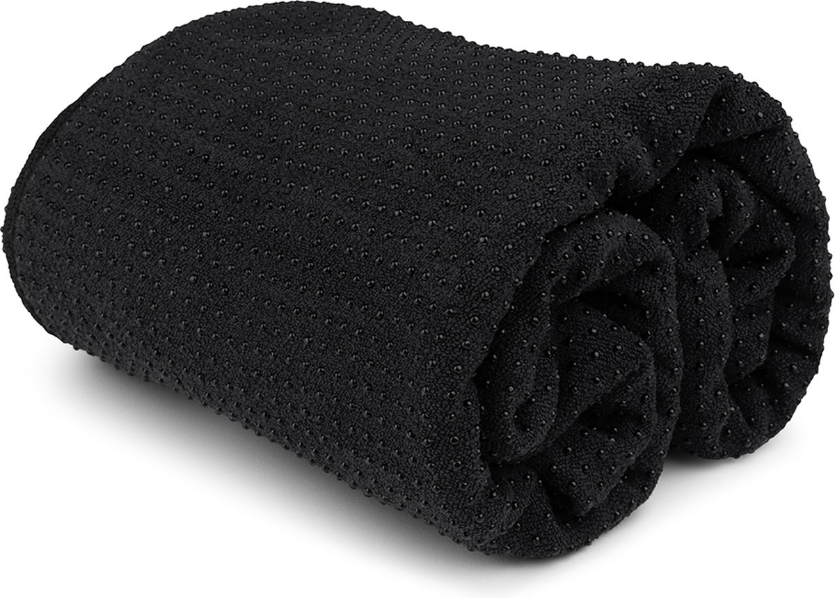 MindBaas - Yoga Handdoek - Fitness Handdoek - Antislip - Sneldrogend - Donkerblauw - 183 x 61 cm