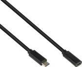 USB-C naar USB-C verlengkabel - USB3.2 (tot 10 Gbit/s) - PD tot 20V/5A - video tot 4K 60Hz / zwart - 0,50 meter