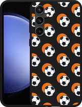 Cazy Hoesje Zwart geschikt voor Samsung Galaxy S23 FE Soccer Ball Orange