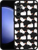 Cazy Case Zwart pour Samsung Galaxy S23 FE Unicorn Cat