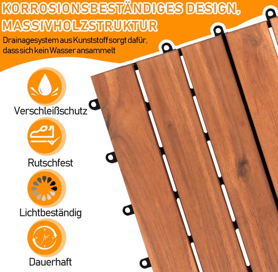 Gecheer WPC Terrastegels 11 stuks, tegels voor terrasplanken buiten