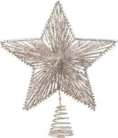 Champagne kleur sterren piek ijzer 25 cm - Champagne kleur kerstboomversiering/kerstdecoratie