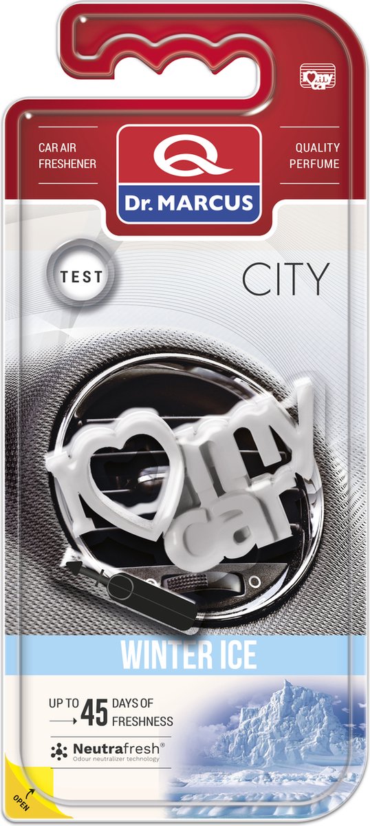 Goedkoopste Dr. Marcus Winter Ice City I Love My Car autogeurtje met neutrafresh technologie - Luchtverfrisser auto - Tot 45 dagen geurverspreiding - 20 Gram