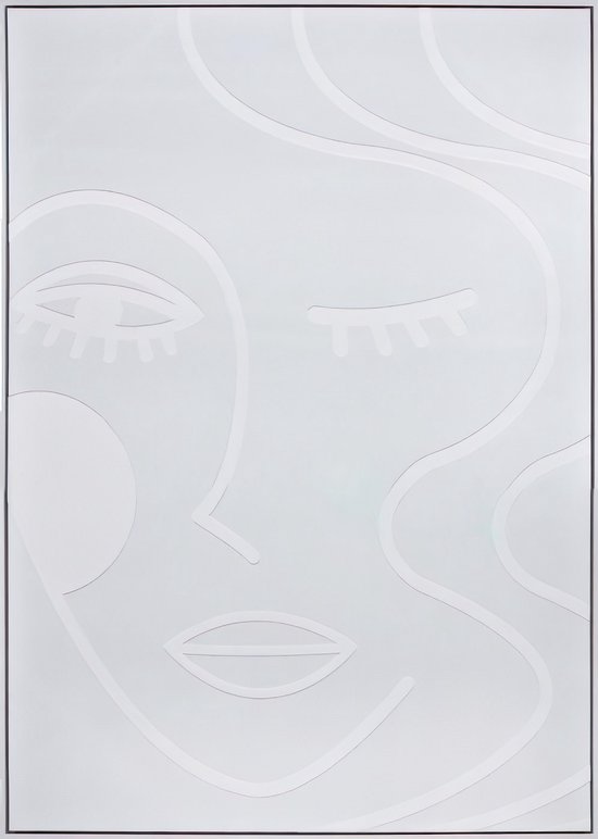 Ter Halle - Schilderij - 3D Art - Vrouwen Gezicht In Witte Lijnen (2) - 103x143cm