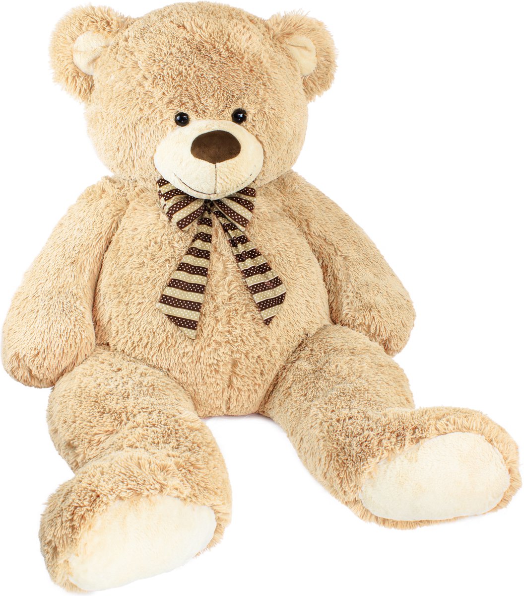 BRUBAKER XXL Teddybeer 150 cm Groot - Beige - Pluche Knuffel - Knuffelbeer - Cadeau