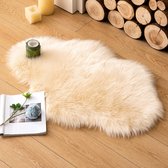 Vloerkleed van imitatiebont Pluizig Zacht Warm Modern Vloermat Bankmat Imitatiebont Decoratief bont Onregelmatig Slaapkamerkleed Wol Lang haar Casual uitstraling 60 x 90 cm Geel