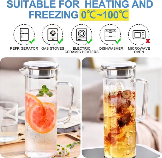 Set Carafe 1,55L + 4 Verres 300ml En Verre Borosilicate Gris - Navaris