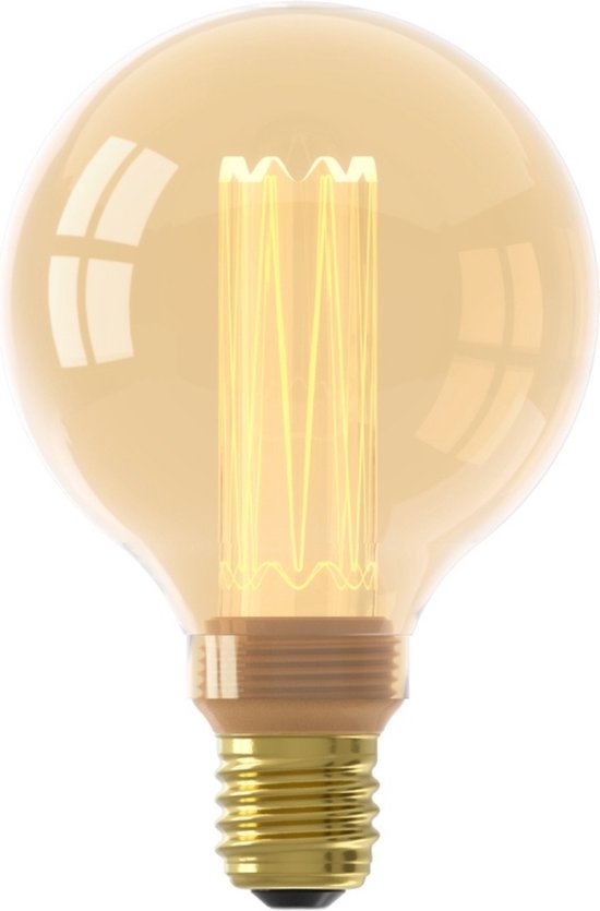 Calex Crown Series LED Lamp - E27 - G95 Lichtbron Goud - 3.5W - Dimbaar