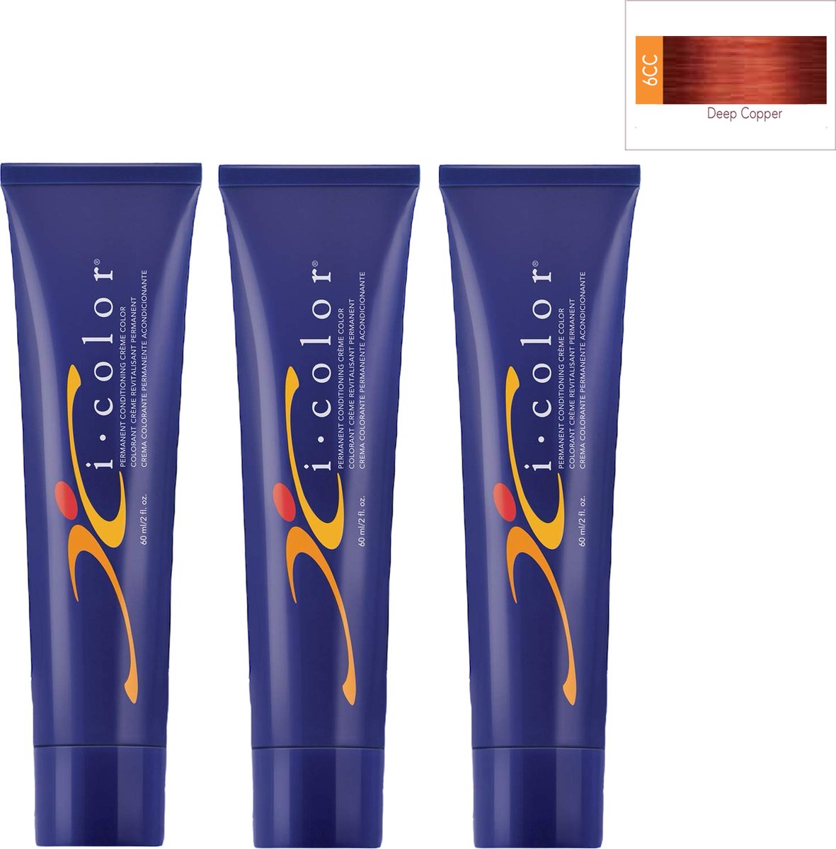 ISO i color Permanent Conditioning Crème Color 60ml 6CC Deep Copper x 3 tubes