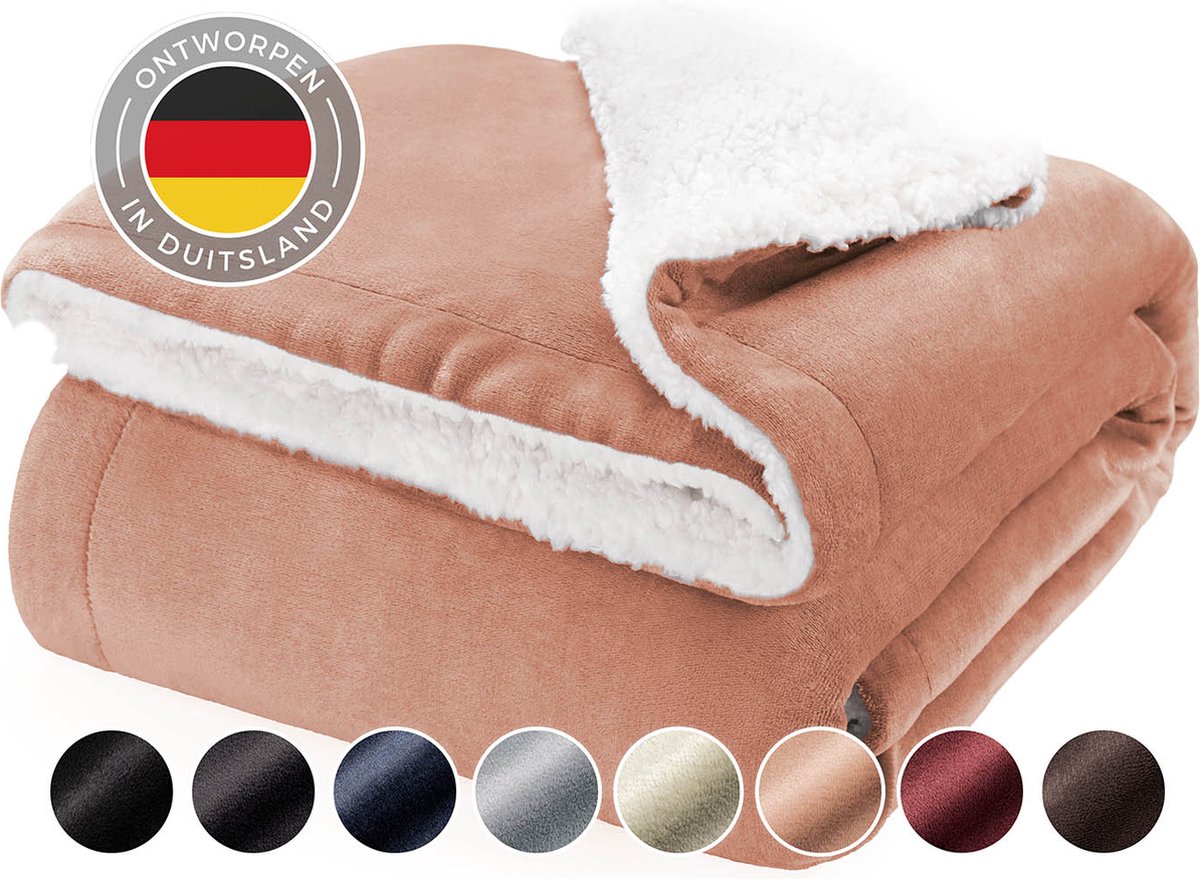 Blumtal Sherpa Fleece Deken - Sherpa Plaid - Plaid Bank - Fleece Deken 230 x 270 cm - Oud roze