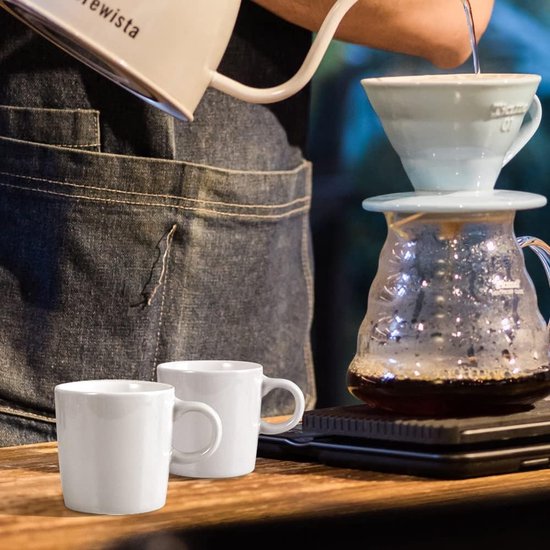 Espressokopjes, set van 6 emaille-look, wit, bruin, grijs, moderne keramische koffiekopjes in 50 ml voor Italiaanse espresso - kleine kopjes, vaatwasmachinebestendig en magnetronbestendig als cadeau