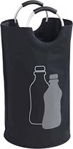 Flessenverzamelaar Jumbo, 69 liter, flessentas met decoratieve opdruk & Soft Grip aluminium handgrepen voor eenvoudig transport van lege flessen, 100% polyester, 38 x 72 cm, zwart