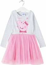 Robe Peppa Pig - Manches longues - Jupe en tulle - Rose / Grijs - Taille 110/116