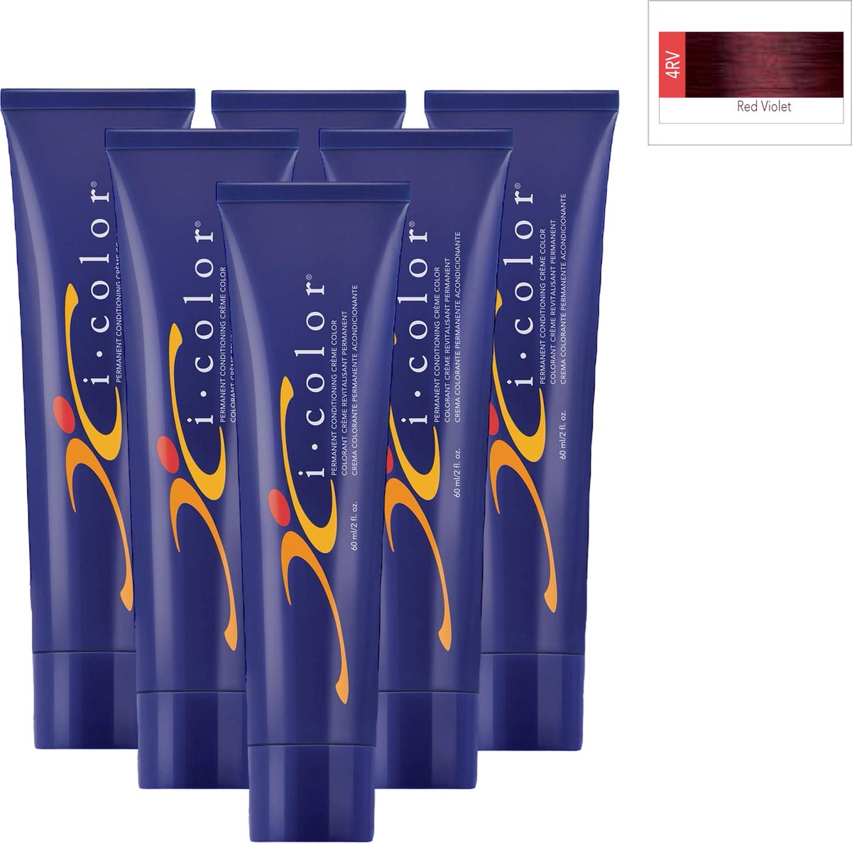 ISO i color Permanent Conditioning Crème Color 60ml 4RV (4.56) Red Violet x 6 tubes