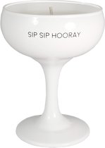 MY FLAME - Bougie de soja dans un verre à Champagne - Sip Sip Hourra - blanc - Fresh Cotton