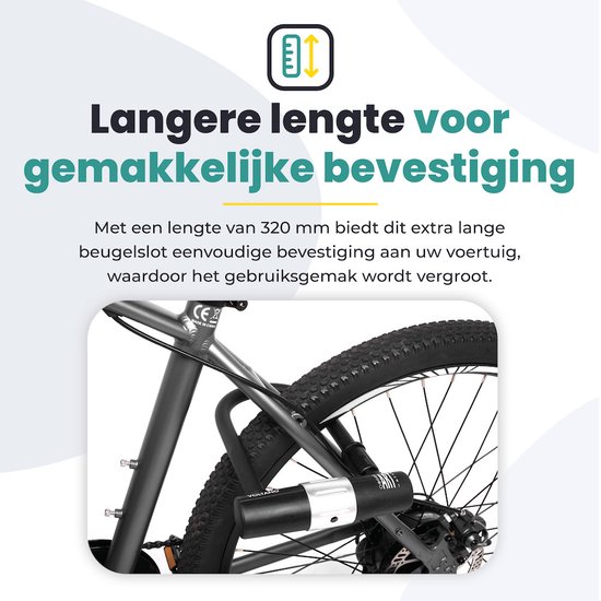 Voltano Beugelslot ART4 - Zwart - Gratis Framehouder - 26 x 18 CM - Motorslot / Scooterslot / Fietsslot / 1,90 KG van Voltano — afbeelding 5