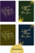12 cartes du Nouvel An - Cartes de vœux simples - Cartes du Nouvel An avec enveloppes - nieuw An - Réveillon du New An - Cartes de Happy année - Cartes avec enveloppes - lmwk012