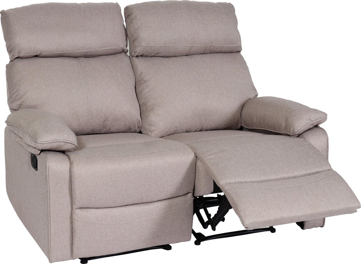 Cosmo Casa 2 bioscoopstoelen - Relaxfauteuil tv - fauteuil bank - Armleuning ligfunctie Nosag - Vering stof/textiel - Grijsbruin