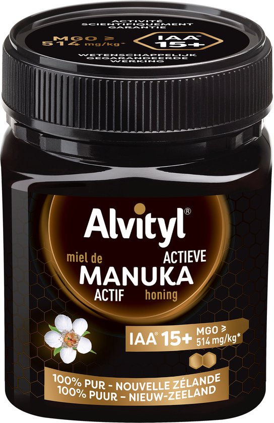 Foto: Alvityl manuka honing iaa 15 100 natuurlijke actieve honing uit nieuw zeeland 250g pot hoge antibacteri le activiteit mgo 514 mg kg ideaal voor de winter