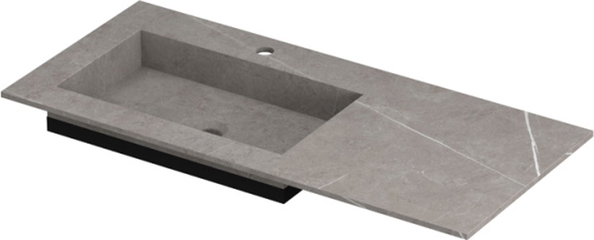 INK Post wastafel in keramische slab met envelop bodem wasbak links met 1 kraangat, 100x45x1cm, armani grey mat