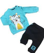 Babysetje 2-delig - Newborn kleding set/jongens - kraamcadeau - babykleding - babykleertjes - Huispakje | Kraamkado - Maat 92/2 jaar - ROAR - turkuz/zwart