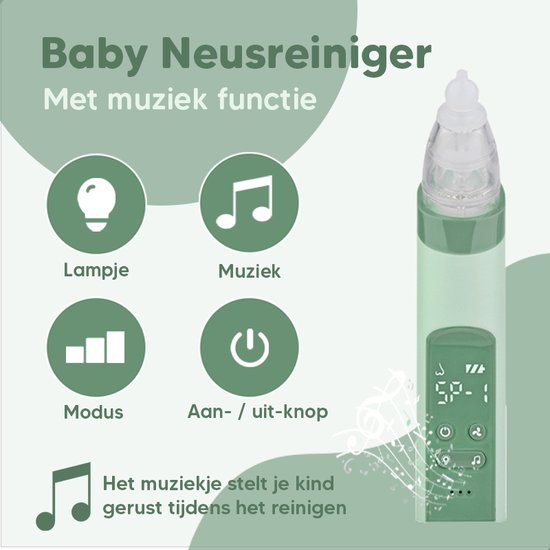 Hunnybunny® Elektrische Neusreiniger voor Baby’s met Muziek en Licht - Neuspeer - Aspirator - Neuszuiger van Hunnybunny — afbeelding 2